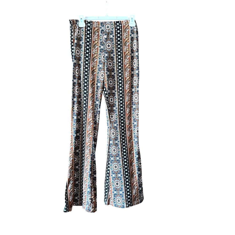 Women’s Wide Leg Printed Palazzo Pants - Brown Multi